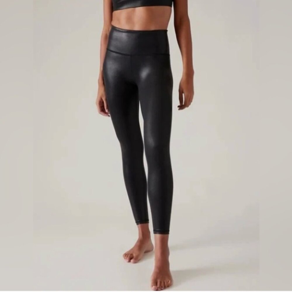 Athleta Elation in Black Shine Leggings High Rise Size S and XS
